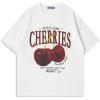 imageAelfric Eden Oversized Graphic Tees Unisex Cherries Print T Shirts Casual Summer Short Sleeve Top Cotton Cute Tee ShirtWhite