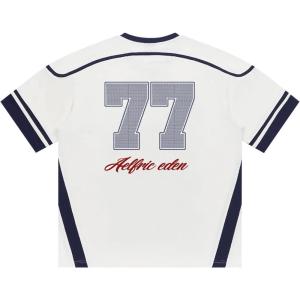 imageAelfric Eden 77 Football Jersey Oversized Graphic T Shirts Short Sleeve Color Blocking Number Print TeeWhite