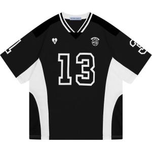 imageAelfric Eden Jersey Shirts Color Blocking VNeck Tee Oversized Vintage T Shirt Short Sleeve Casual Summer TopsBlack