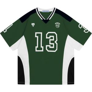 imageAelfric Eden Jersey Shirts Color Blocking VNeck Tee Oversized Vintage T Shirt Short Sleeve Casual Summer TopsGreen