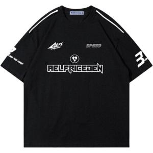 imageAelfric Eden Mens Graphic Tees Vintage Racing Tees Oversized T Shirt Women Contrast Color Summer TopsBlack