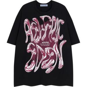 imageAelfric Eden Metalic Graphic Tees Men Y2k Oversized T Shirts Women Vintage Tees Unisex Summer TopsBlack