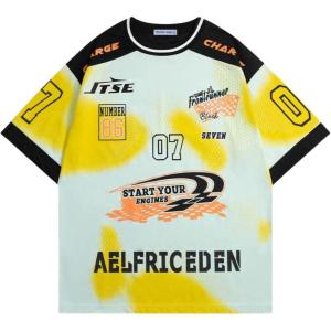 imageAelfric Eden Oversized Contrast Color Jersey Shirts Graphic Tee Printed Casual Unisex Tshirts Streetwear Summer TopGreen