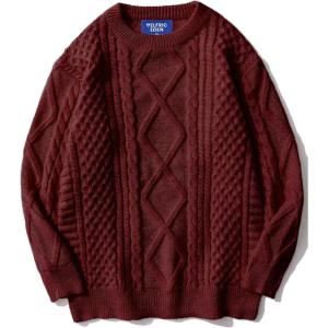 imageAelfric Eden Oversized Knit Sweater Solid Vintage Pullover Sweater Unisex Woven Crewneck Knitted TopsBurgundy
