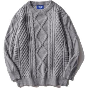 imageAelfric Eden Oversized Knit Sweater Solid Vintage Pullover Sweater Unisex Woven Crewneck Knitted TopsGrey