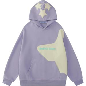 imageAelfric Eden Star Graphic Hoodies Purple Print Hoodie Unisex Oversized Hooded Sweatshirt Long Sleeve Pocket PulloverPurple
