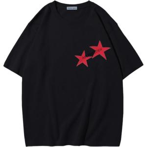 imageAelfric Eden Star Graphic Tees Unisex Oversized Tshirts Casual Summer Baggy Streetwear TopsBlack