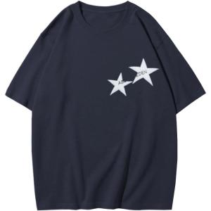 imageAelfric Eden Star Graphic Tees Unisex Oversized Tshirts Casual Summer Baggy Streetwear TopsDeep Blue
