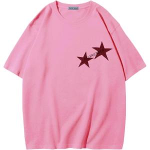 imageAelfric Eden Star Graphic Tees Unisex Oversized Tshirts Casual Summer Baggy Streetwear TopsPink