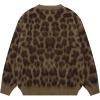 imageAelfric Eden Leopard Print Cardigan Sweaters for Women Cheetah Y2k Crewneck Button Down Knit Cardigans Long Sleeve SweaterCoffee