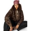 imageAelfric Eden Leopard Print Cardigan Sweaters for Women Cheetah Y2k Crewneck Button Down Knit Cardigans Long Sleeve SweaterCoffee