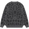 imageAelfric Eden Leopard Print Cardigan Sweaters for Women Cheetah Y2k Crewneck Button Down Knit Cardigans Long Sleeve SweaterGrey