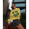 imageAelfric Eden Number Graphic Polo Sweater Oversized V Neck Knit Sweater Y2k Long Sleeve Pullover Vintage Sweaters TopsYellow
