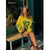 imageAelfric Eden Number Graphic Polo Sweater Oversized V Neck Knit Sweater Y2k Long Sleeve Pullover Vintage Sweaters TopsYellow