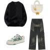 imageAelfric Eden Oversized Sweater 90s Vintage Cable Knit Long Sleeve Women Heavy Crewneck PulloverBlack