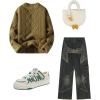 imageAelfric Eden Oversized Sweater 90s Vintage Cable Knit Long Sleeve Women Heavy Crewneck PulloverMustardyellow