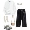 imageAelfric Eden Oversized Sweater 90s Vintage Cable Knit Long Sleeve Women Heavy Crewneck PulloverWhite