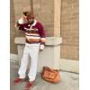 imageAelfric Eden Sweaters Vintage Stripe Polo Sweater Soft Warm Knitted Polos Pullover Casual Long Sleeve Trendy OutfitsBurgundy