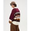 imageAelfric Eden Sweaters Vintage Stripe Polo Sweater Soft Warm Knitted Polos Pullover Casual Long Sleeve Trendy OutfitsBurgundy