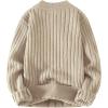 imageAelfric Eden Womens Cable Knit Sweater Oversized Chunky Rory Gilmore Crewneck Solid Long Sleeve Pullover Knitted Sweater01khaki