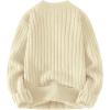 imageAelfric Eden Womens Cable Knit Sweater Oversized Chunky Rory Gilmore Crewneck Solid Long Sleeve Pullover Knitted SweaterB7white Cream