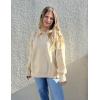 imageAelfric Eden Womens Sweaters Oversized Crewneck Fall Sweater Casual Batwing Ribbed Knit Side Slit Pullover TopsApricot