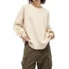 imageAelfric Eden Womens Sweaters Oversized Crewneck Fall Sweater Casual Batwing Ribbed Knit Side Slit Pullover TopsApricot
