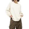 imageAelfric Eden Womens Sweaters Oversized Crewneck Fall Sweater Casual Batwing Ribbed Knit Side Slit Pullover TopsBeige