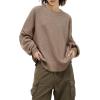 imageAelfric Eden Womens Sweaters Oversized Crewneck Fall Sweater Casual Batwing Ribbed Knit Side Slit Pullover TopsLight Coffee