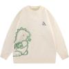 imageAelfric Eden Cartoon Dinosaur Sweaters Graphic Crewneck Printed Oversized Pullover Sweater Couple TopsA3white