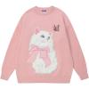 imageAelfric Eden Crewneck Sweater Cat Applique Embroidery Sweater Vintage Oversized SweaterH12pink