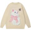 imageAelfric Eden Crewneck Sweater Cat Applique Embroidery Sweater Vintage Oversized SweaterH12yellow