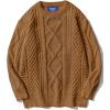 imageAelfric Eden Oversized Knit Sweater Solid Vintage Pullover Sweater Unisex Woven Crewneck Knitted TopsBrown