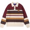 imageAelfric Eden Sweaters Vintage Stripe Polo Sweater Soft Warm Knitted Polos Pullover Casual Long Sleeve Trendy OutfitsBurgundy