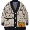 imageAelfric Eden Women Cardigan Sweater Cat Cartoon Graphic Open Front V Neck Oversized Knit Casual Coat 2025 OutfitsBlue