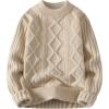 imageAelfric Eden Womens Cable Knit Sweater Oversized Chunky Rory Gilmore Crewneck Solid Long Sleeve Pullover Knitted Sweater01khaki
