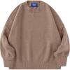 imageAelfric Eden Womens Sweaters Oversized Crewneck Fall Sweater Casual Batwing Ribbed Knit Side Slit Pullover TopsLight Coffee