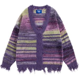 imageAelfric Eden Cardigan Sweater Open Front Casual Knit Cardigans Pinstripe Fashion Sweaters Y2k 2025 OutfitsPurple