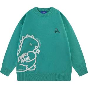 imageAelfric Eden Cartoon Dinosaur Sweaters Graphic Crewneck Printed Oversized Pullover Sweater Couple TopsA3green