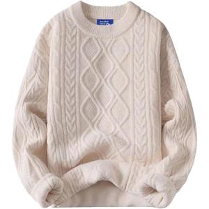imageAelfric Eden Oversized Sweater 90s Vintage Cable Knit Long Sleeve Women Heavy Crewneck PulloverBeige
