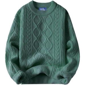 imageAelfric Eden Oversized Sweater 90s Vintage Cable Knit Long Sleeve Women Heavy Crewneck PulloverGreen
