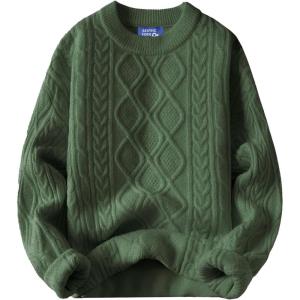 imageAelfric Eden Oversized Sweater 90s Vintage Cable Knit Long Sleeve Women Heavy Crewneck PulloverLight Green