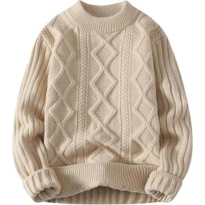 imageAelfric Eden Womens Cable Knit Sweater Oversized Chunky Rory Gilmore Crewneck Solid Long Sleeve Pullover Knitted Sweater01khaki