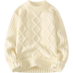 imageAelfric Eden Womens Cable Knit Sweater Oversized Chunky Rory Gilmore Crewneck Solid Long Sleeve Pullover Knitted SweaterB7white Cream