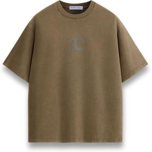 imageAelfric Eden Mens TShirts Oversized Heavyweight Cotton Wash Tshirt Unisex Short Sleeves Loose Solid Basic Tee Tops Light Brown XLargeLight Brown