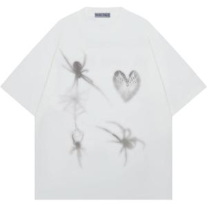 imageAelfric Eden T Shirts Blurring Spider Print Tee Washed Tee Shirt Casual Soft Short Sleeve 2025 Trendy TopsWhite