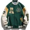 imageAelfric Eden Mens Varsity Jacket Vintage Graphic Baseball Jacket Unisex Coats StreetwearGreen