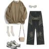 imageAelfric Eden Mens Oversized Sweater Fake Two Basic Classic Sweaters Casual Soft Pullover Streetwear TopsKhaki