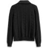 imageAelfric Eden Womens Cable Long Sleeve Sweaters Solid Lapel V Neck Knit Casual Soft Pullover 2025 Fall Fashion OutfitsBlack