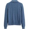 imageAelfric Eden Womens Cable Long Sleeve Sweaters Solid Lapel V Neck Knit Casual Soft Pullover 2025 Fall Fashion OutfitsDark Blue